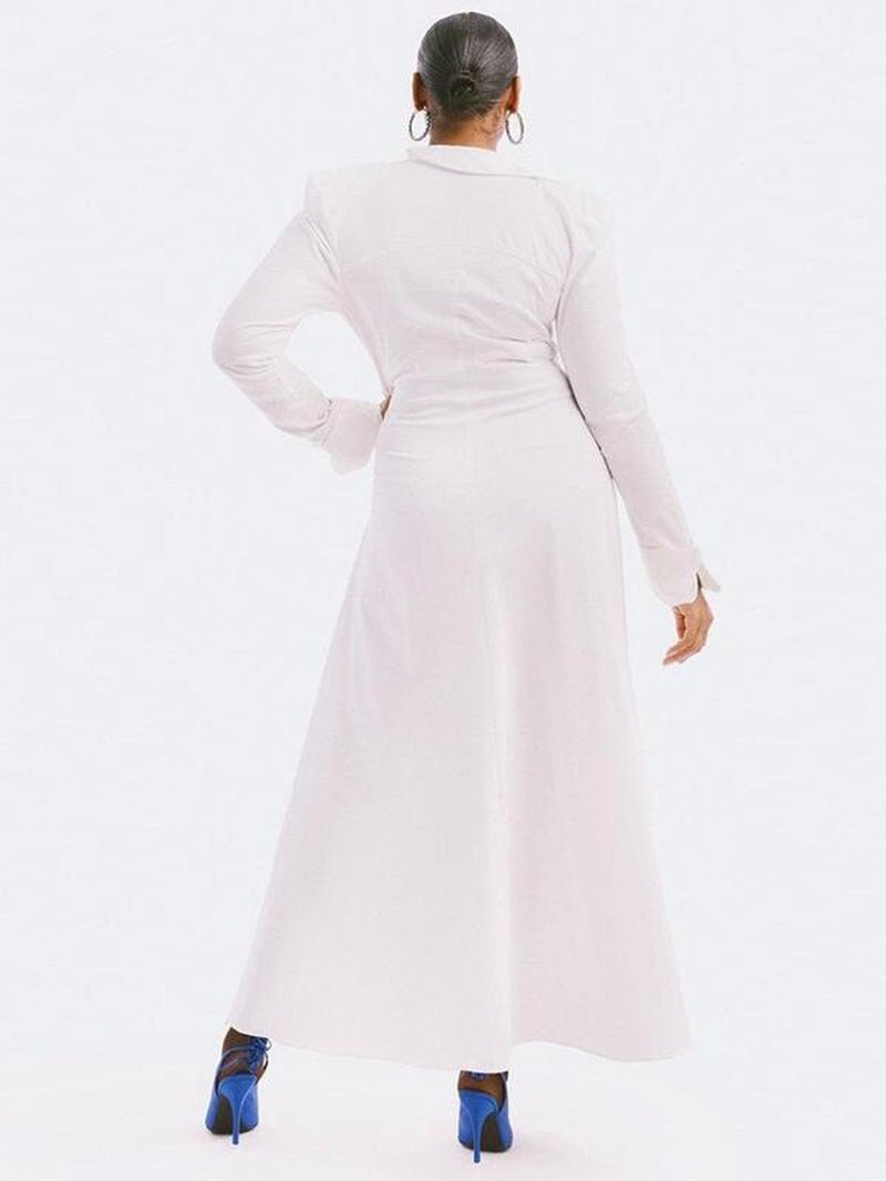 Women'S Plain Ruched Split Hem V Neck Long Blouse, Fashion Casual Asymmetrical Hem Long Sleeve Collared Top for Daily Outdoor Wear, Women Clothing for Fall & Winter, Going Out Tops, Fall Clothing Women, Blouse for Women, Fashion Blouse - Bela Fils BoutiqueBela Fils Boutique